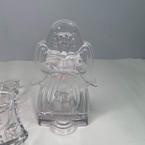 Mikasa Angel Tea Candle Holder & Bell Shaped Clear Crystal Candy Dish Christmas - Picture 3 of 13